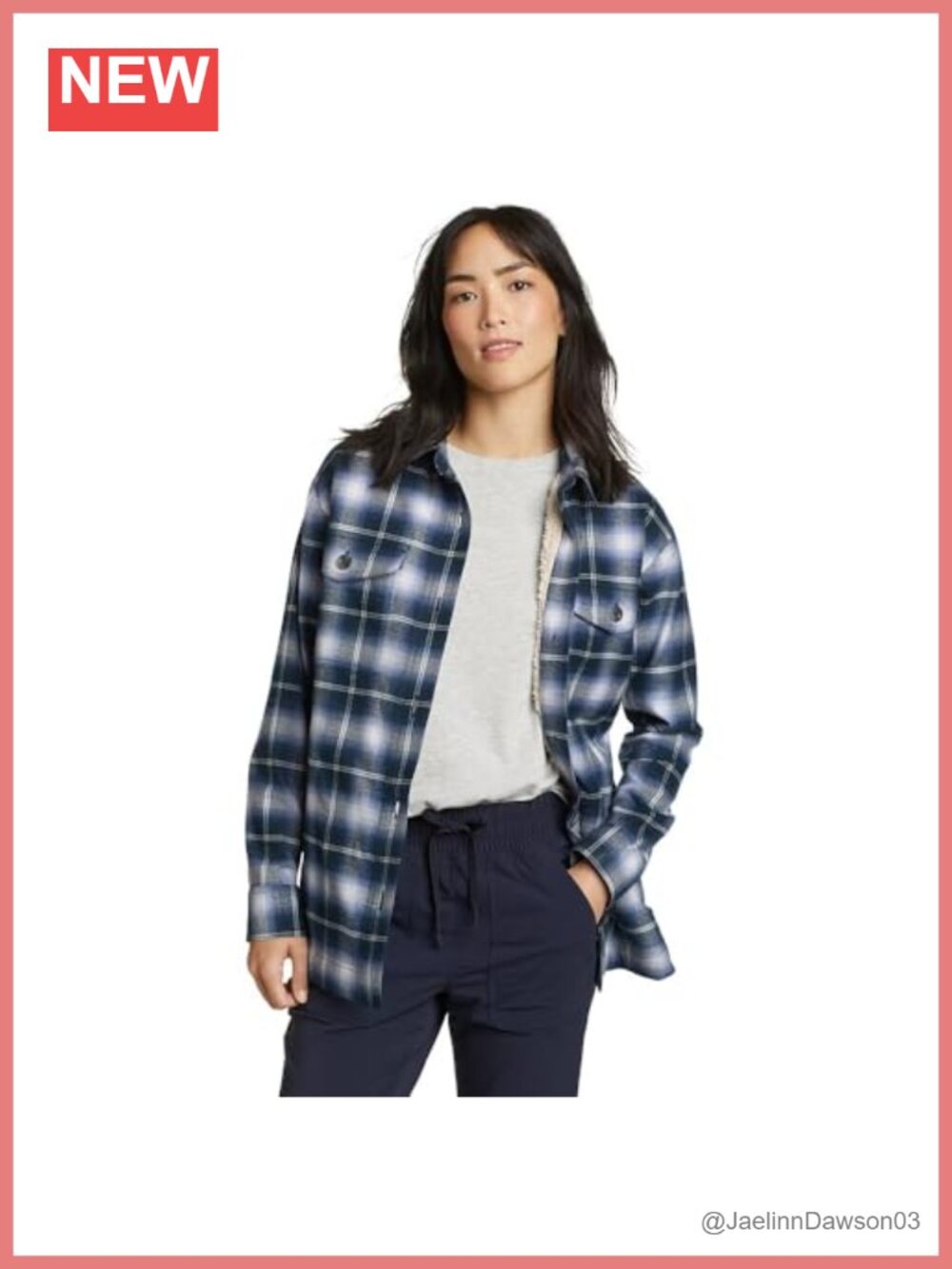 Faux Shearling Lined Plaid Shirt Jacket Button Front Loose Fit Fleece